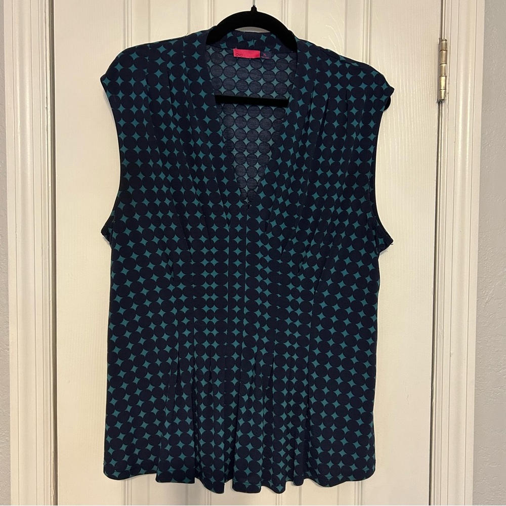 Geometric Blue Sleeveless Top